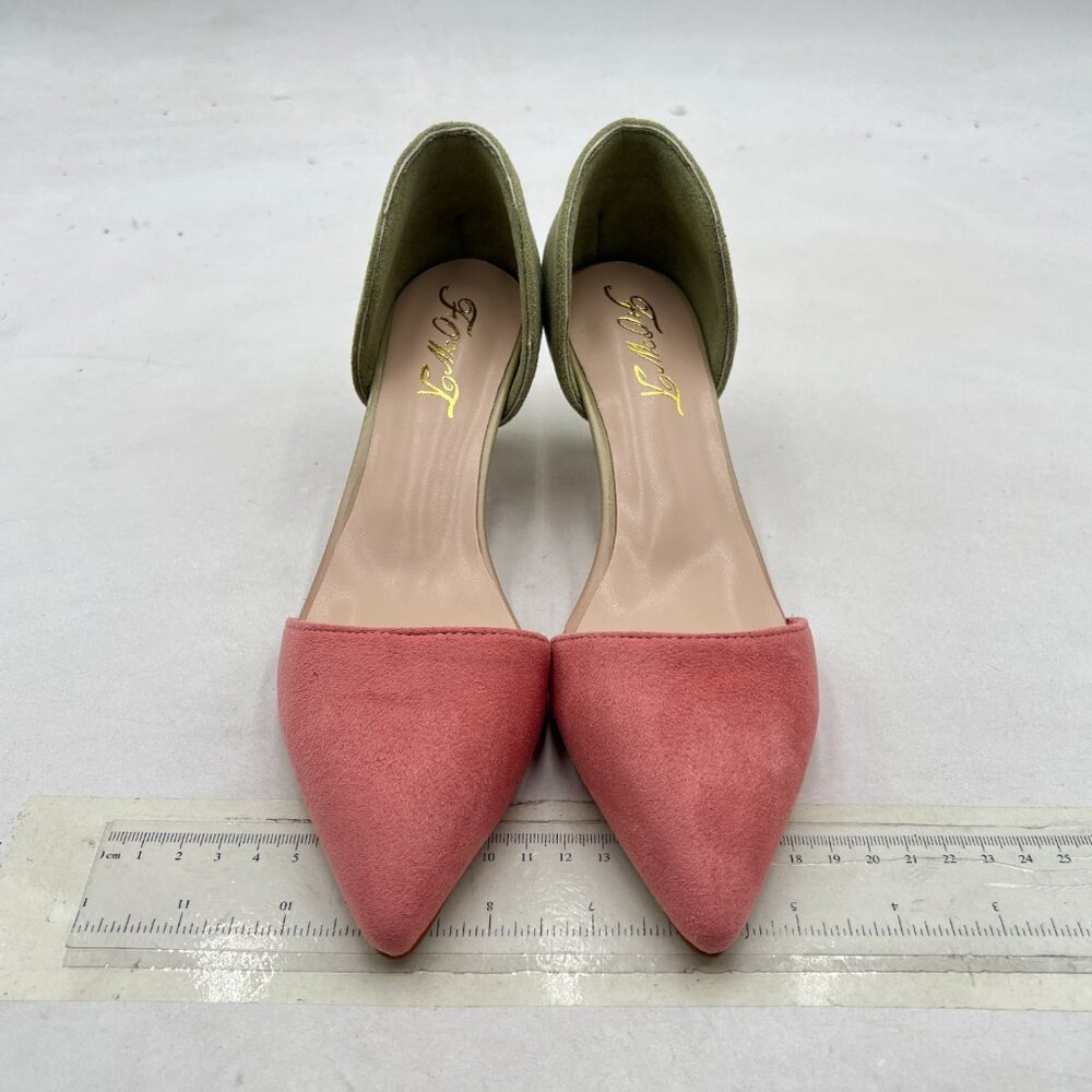 Pink and Green Women's Heels RUNS BIG - Picture 3 of 8